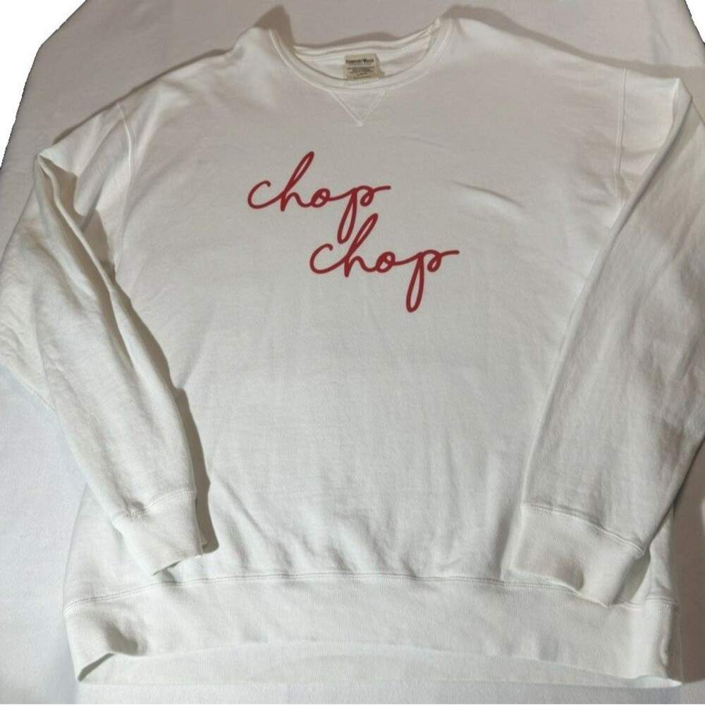 Chop Chop Atlanta Braves Sweatshirt Women's L White Red Letter  Comfort Wash